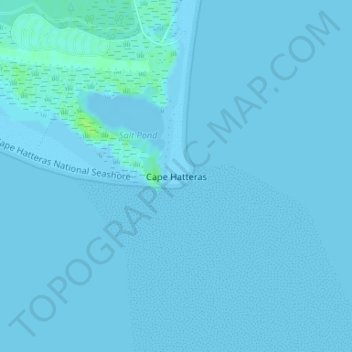 Topografische kaart Kaap Hatteras, hoogte, reliëf