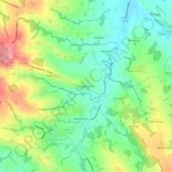 Topografische kaart Heiligenbaum, hoogte, reliëf