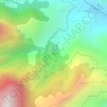 Topografische kaart El Topacio, hoogte, reliëf