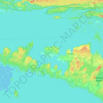 Topografische kaart Barrie Island, hoogte, reliëf
