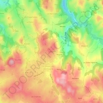 Topografische kaart La Seigne, hoogte, reliëf