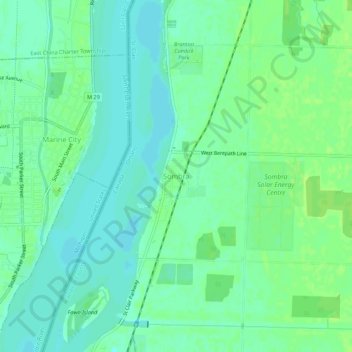 Topografische kaart Sombra, hoogte, reliëf