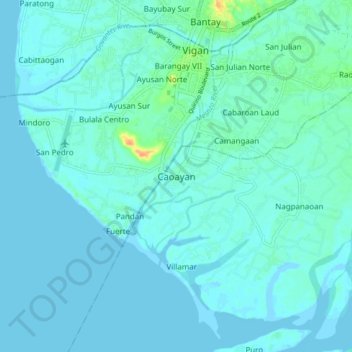 Topografische kaart Caoayan, hoogte, reliëf