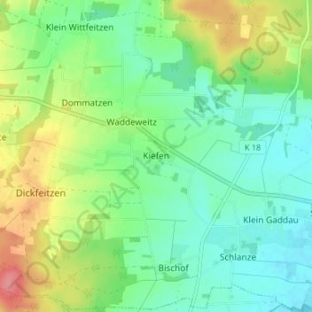 Topografische kaart Kiefen, hoogte, reliëf