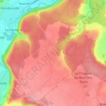 Topografische kaart Verdun, hoogte, reliëf