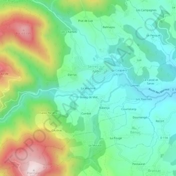 Topografische kaart La Mouline, hoogte, reliëf