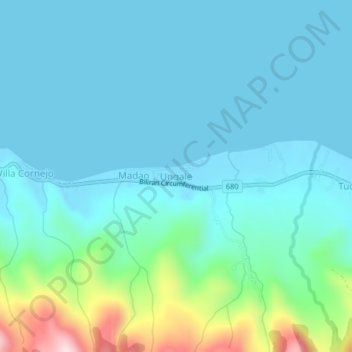 Topografische kaart Ungale, hoogte, reliëf