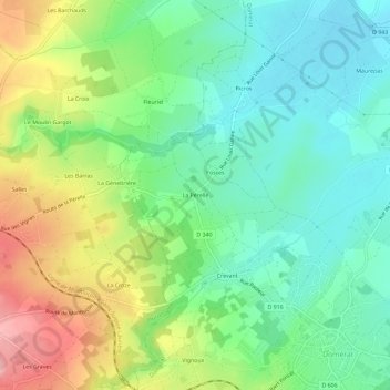 Topografische kaart La Pérelle, hoogte, reliëf