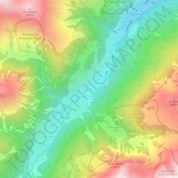 Topografische kaart Juns, hoogte, reliëf