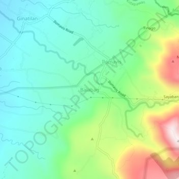 Topografische kaart Balabag, hoogte, reliëf
