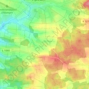 Topografische kaart Hochgreut, hoogte, reliëf