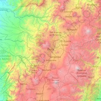 Topografische kaart Chimbacalle, hoogte, reliëf