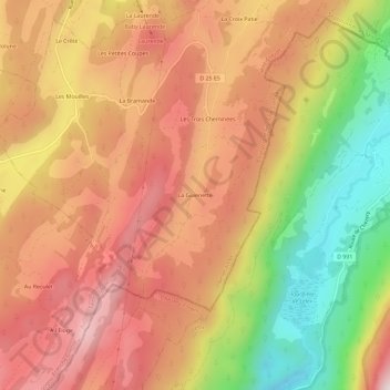 Topografische kaart La Guienette, hoogte, reliëf