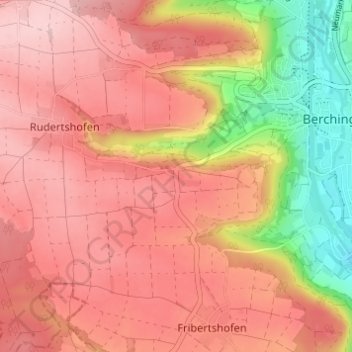 Topografische kaart Wirbertshofen, hoogte, reliëf