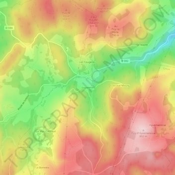 Topografische kaart La Valette, hoogte, reliëf