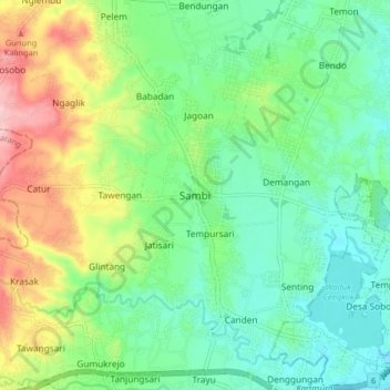 Topografische kaart Sambi, hoogte, reliëf