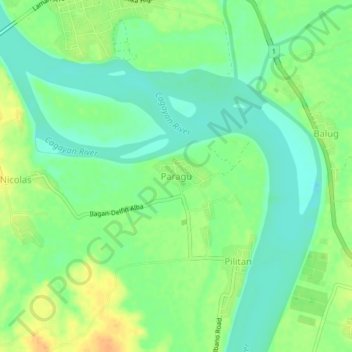 Topografische kaart Paragu, hoogte, reliëf