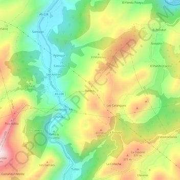 Topografische kaart Buseco, hoogte, reliëf