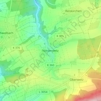 Topografische kaart Niederwetz, hoogte, reliëf