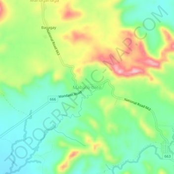 Topografische kaart Mabato-bato, hoogte, reliëf