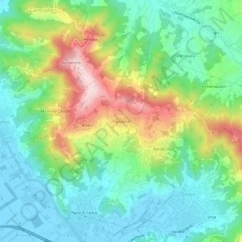 Topografische kaart Corsanico, hoogte, reliëf