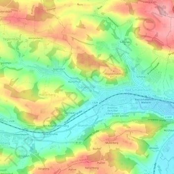 Topografische kaart Gebersdorf, hoogte, reliëf