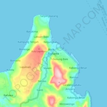 Topografische kaart Banawa, hoogte, reliëf