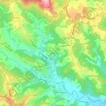 Topografische kaart Frindorf, hoogte, reliëf