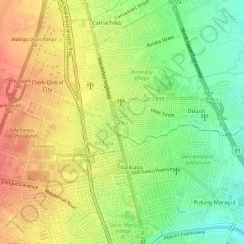 Topografische kaart Dau, hoogte, reliëf