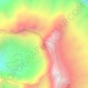 Topografische kaart Volcán Pichincha, hoogte, reliëf
