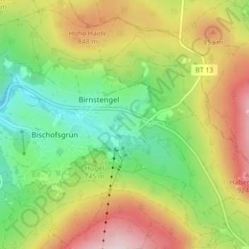 Topografische kaart Fröbershammer, hoogte, reliëf