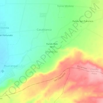 Topografische kaart Mendoza, hoogte, reliëf