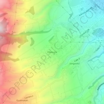 Topografische kaart Obonuco, hoogte, reliëf