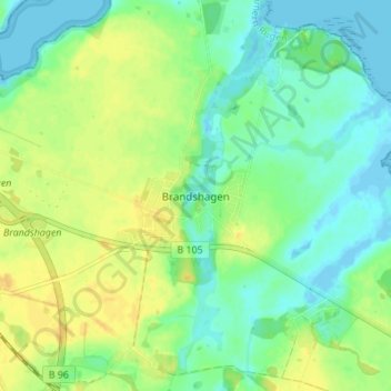 Topografische kaart Brandshagen, hoogte, reliëf