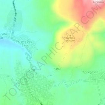 Topografische kaart Minahasa, hoogte, reliëf