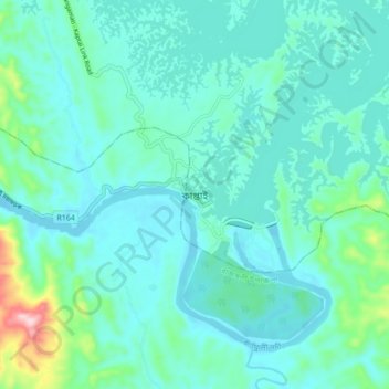 Topografische kaart Kaptai, hoogte, reliëf