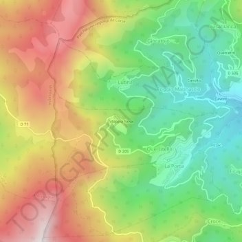 Topografische kaart Stoppia Nova, hoogte, reliëf