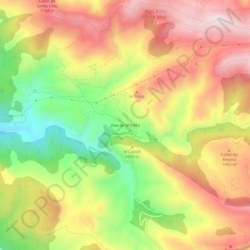 Topografische kaart Chiva de Morella, hoogte, reliëf