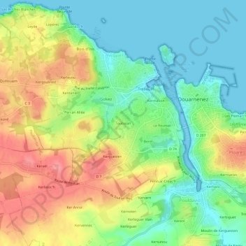 Topografische kaart Toubalan, hoogte, reliëf