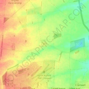 Topografische kaart Brauncewell, hoogte, reliëf
