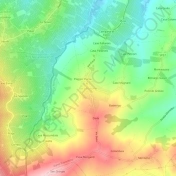 Topografische kaart Vicobarone, hoogte, reliëf