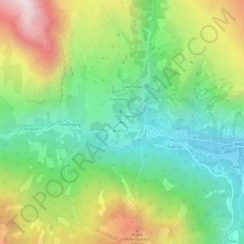 Topografische kaart Rio, hoogte, reliëf