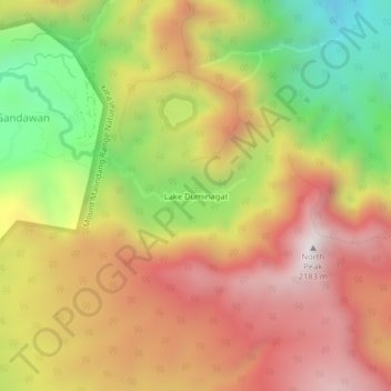 Topografische kaart Lake Duminagat, hoogte, reliëf