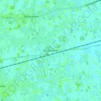 Topografische kaart Oudenbos, hoogte, reliëf