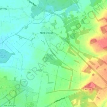 Topografische kaart Narborough, hoogte, reliëf