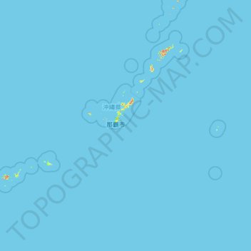 Topografische kaart 沖縄県, hoogte, reliëf