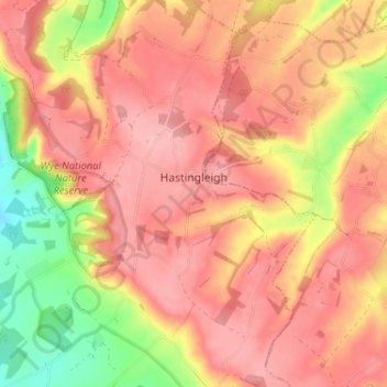 Topografische kaart Hastingleigh, hoogte, reliëf