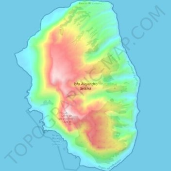 Topografische kaart Isla Alejandro Selkirk, hoogte, reliëf