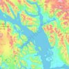 Topografische kaart Glacier Bay, hoogte, reliëf