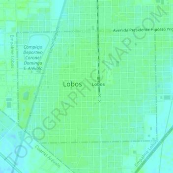 Topografische kaart Lobos, hoogte, reliëf